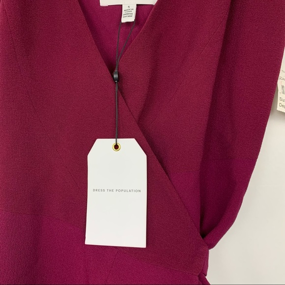 Dress the Population Delphine Wrap Tie Midi Dress Small - Picture 9 of 9